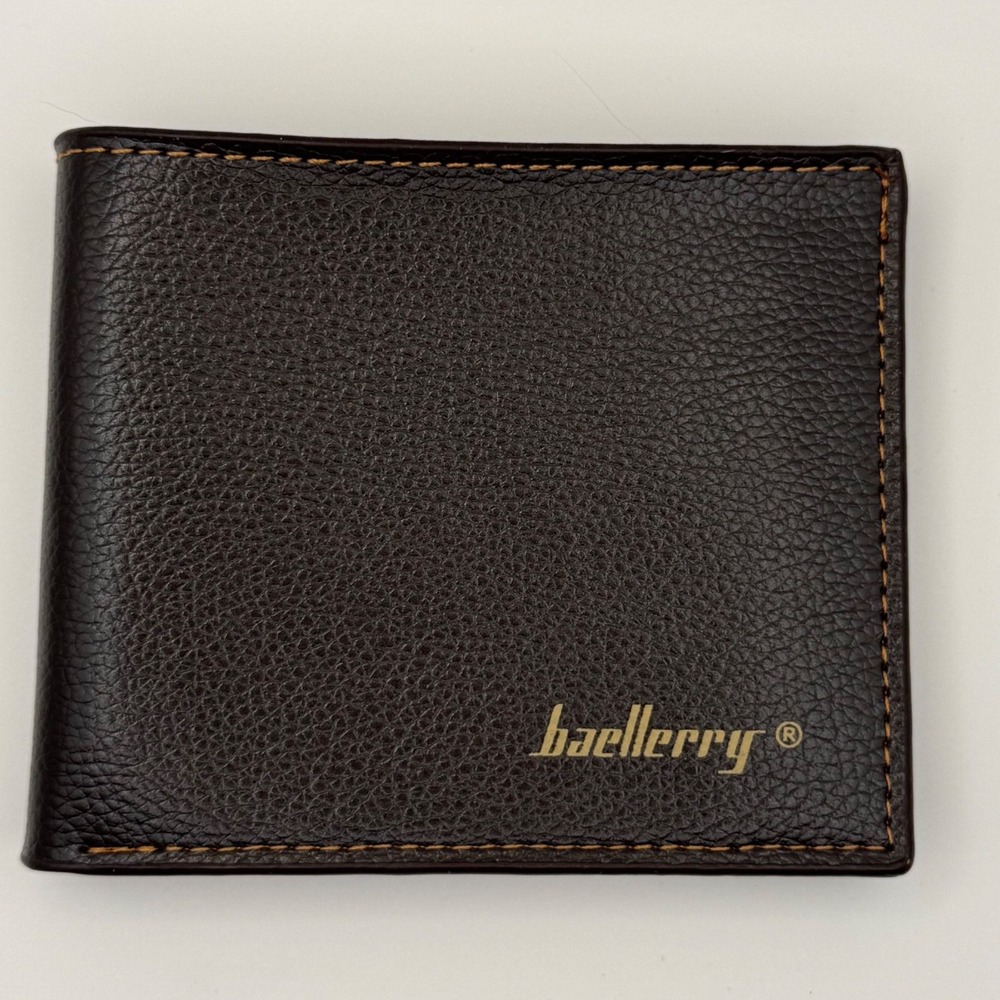 Baellerry Men's Dark Brown‎ Faux Leather Bifold Wallet Organizer Pockets